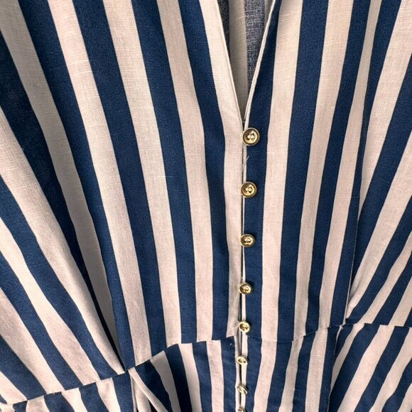 Zara Short Sleeve Linen Cotton Blend Belted Maxi Dress - Picture 3 of 11